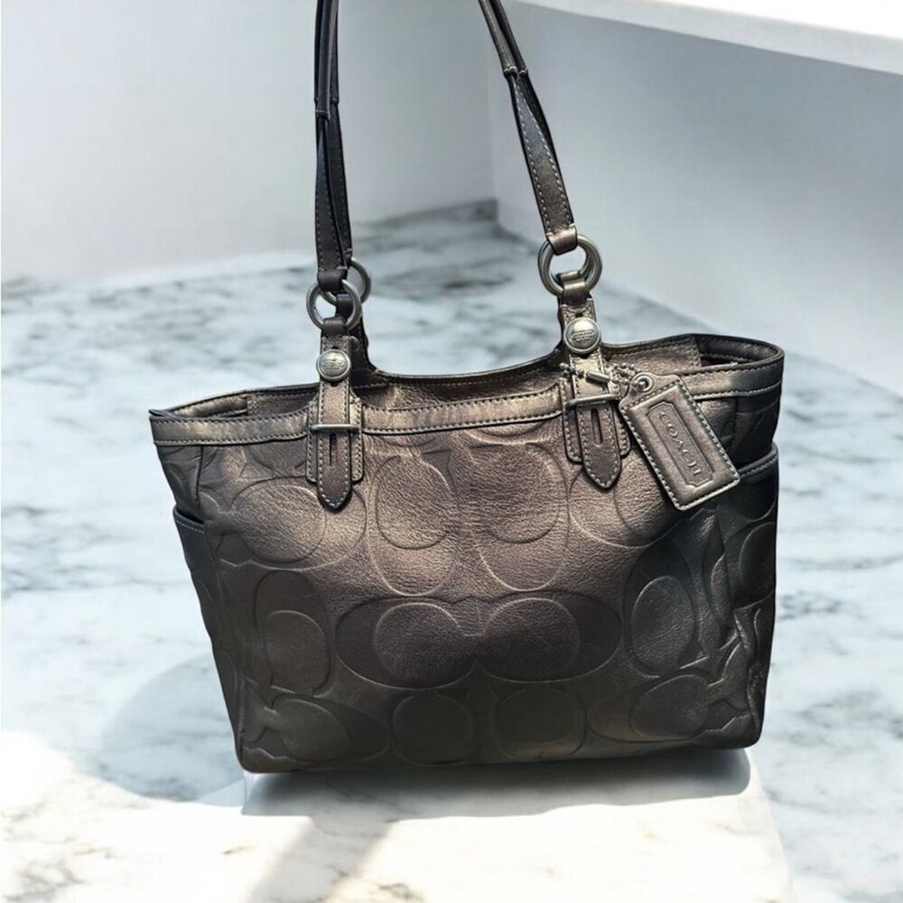 Coach Silver Gray Signature Tote Bag